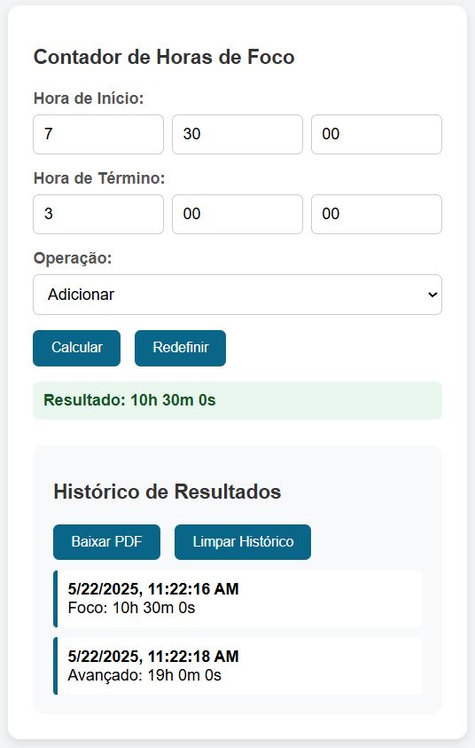 Calculadora de Horas: Economia de Tempo e Benefícios 1 Contador de Horas de Foco